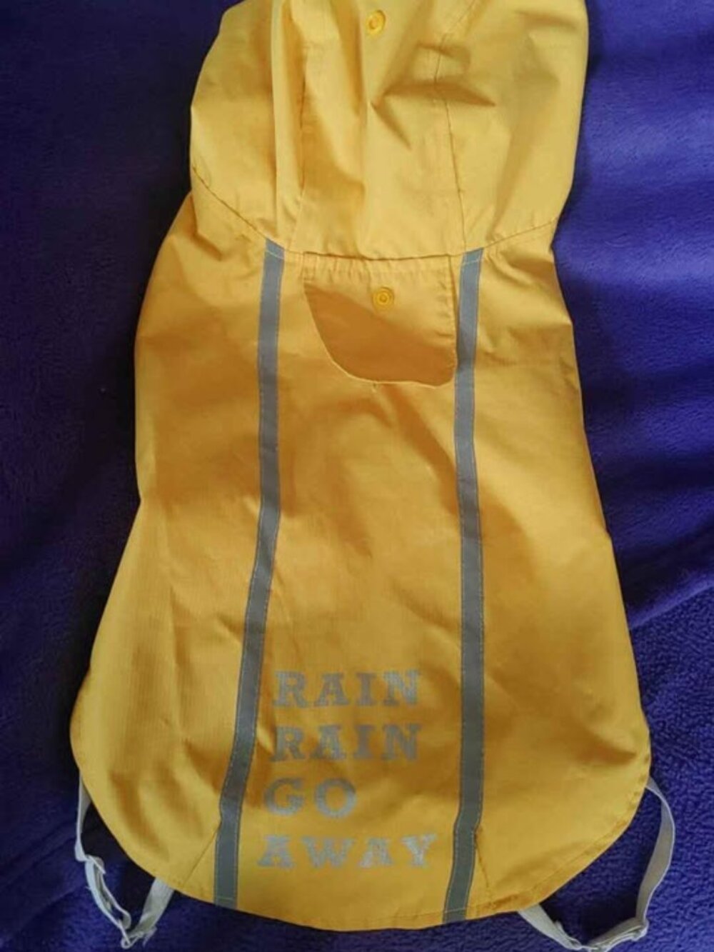 Yellow Raincoat Dog Sz Small with Hood Rain Rain Go Away Reflective Cute Coat